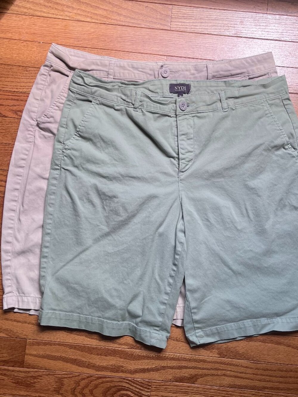 BOGO! NYDJ women's Bermuda shorts, size 14, light army green with bonus pair!